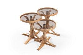 Hanah Home Palm 3 - Oak Juego de Mesas Apilables de 3 Piezas